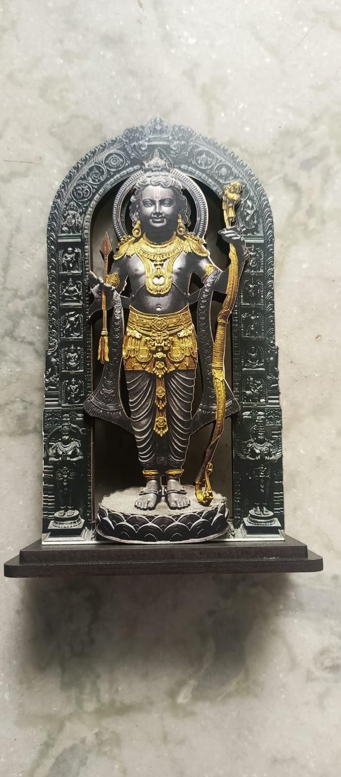 Ram Lalla | Ram Mandir Ayodhya | 3D LAYER Printed MDF Black Wooden Statue for Home