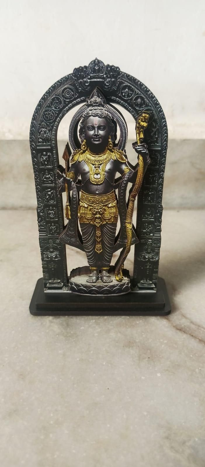 Ram Lalla | Ram Mandir Ayodhya | 3D LAYER Printed MDF Black Wooden Statue for Home