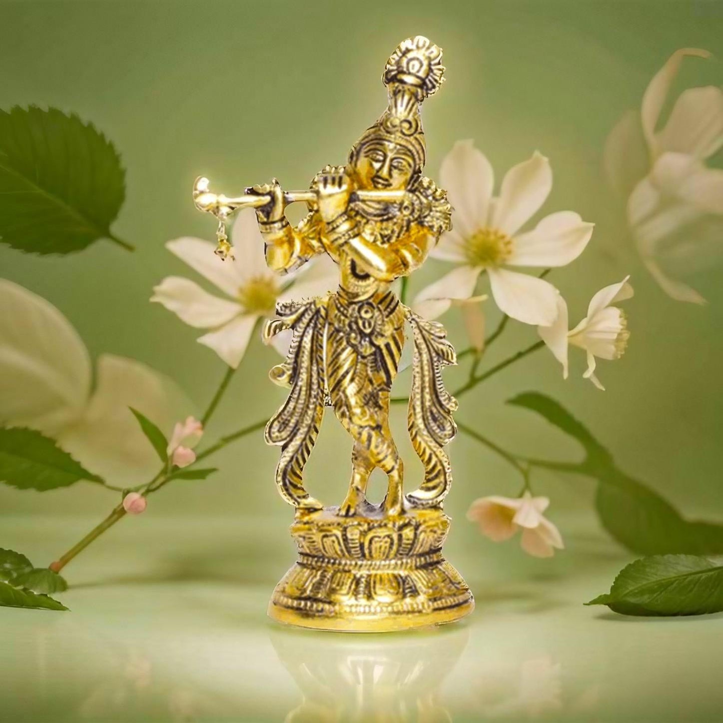 Shri Krishna playing Flute | Brass Statue