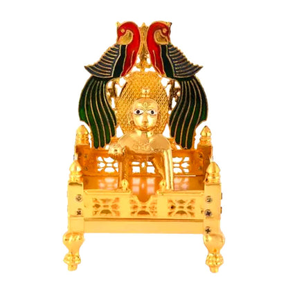 Laddu Gopal with colorful Singhasan | Made with Gold Plated Metal