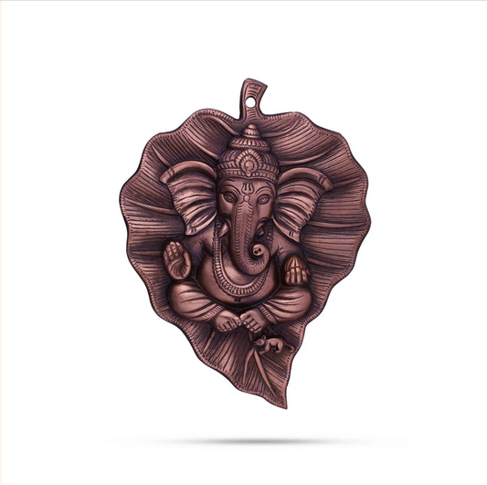 Leaf Ganesh Copper Oxidised Wall Hanger for Home