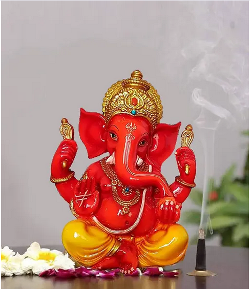 Lord Ganesh Idol statues figure, Orange