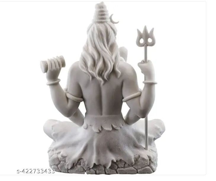 Shiv Ji With 4 Hands Height-6 Inches-Marble White Finish For Car And Home Décor