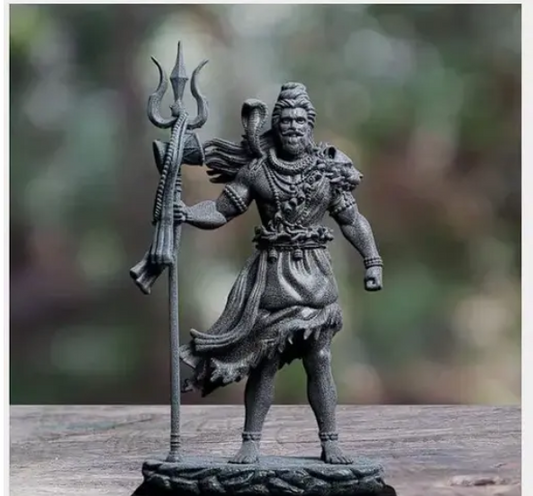 Craftarium® Shiva The Protector Shiva Standing Sculpture 3D Printed UV Resin Shiv Shankar Bholenath Mahadev Shiv ji Murti for Home Temple Idol Sculpture Showpiece for Mandir Home Statue for Car, Home, Office (Khakhi Grey)