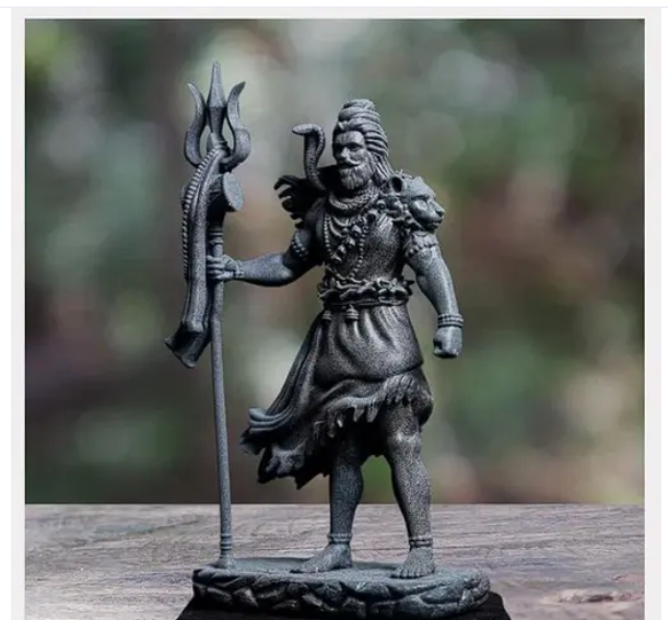 Craftarium® Shiva The Protector Shiva Standing Sculpture 3D Printed UV Resin Shiv Shankar Bholenath Mahadev Shiv ji Murti for Home Temple Idol Sculpture Showpiece for Mandir Home Statue for Car, Home, Office (Khakhi Grey)