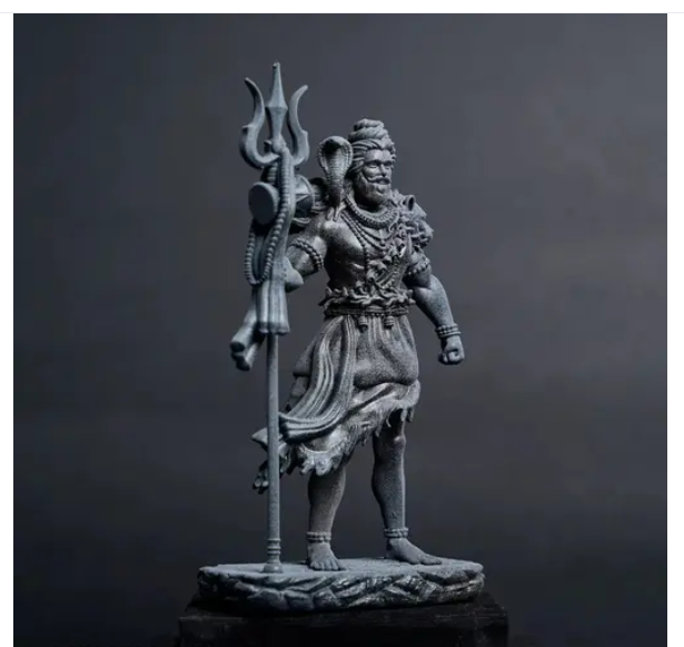 Craftarium® Shiva The Protector Shiva Standing Sculpture 3D Printed UV Resin Shiv Shankar Bholenath Mahadev Shiv ji Murti for Home Temple Idol Sculpture Showpiece for Mandir Home Statue for Car, Home, Office (Khakhi Grey)