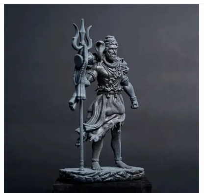 Craftarium® Shiva The Protector Shiva Standing Sculpture 3D Printed UV Resin Shiv Shankar Bholenath Mahadev Shiv ji Murti for Home Temple Idol Sculpture Showpiece for Mandir Home Statue for Car, Home, Office (Khakhi Grey)