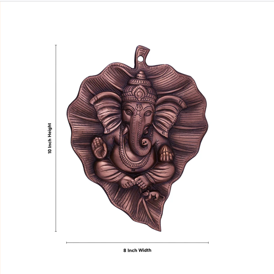 Leaf Ganesh Copper Oxidised Wall Hanger for Home