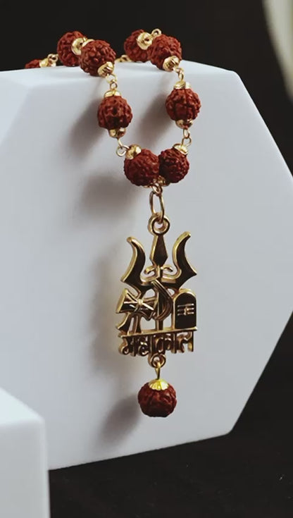 Rudraksha Mala with Mahakal and Trishul Pendant