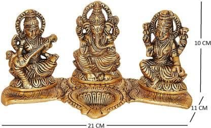 Gold Plated Lakshmi Ganesh Saraswati Idol