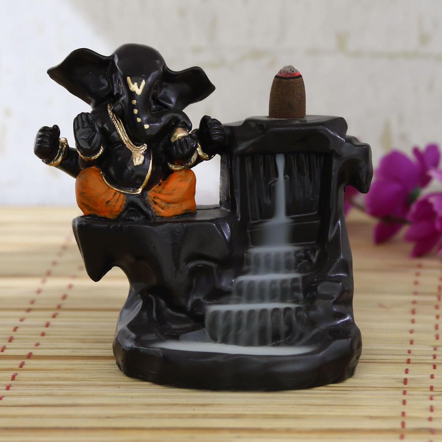 Lord Ganesha Incense Holder with 10 free Smoke Backflow Scented Cone Incenses