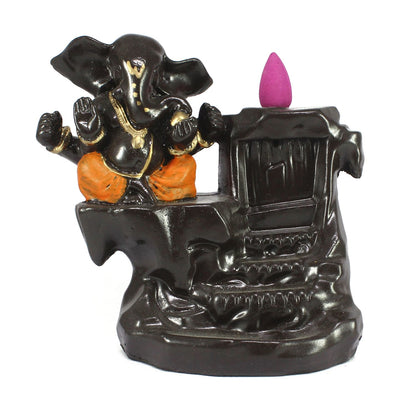 Lord Ganesha Incense Holder with 10 free Smoke Backflow Scented Cone Incenses